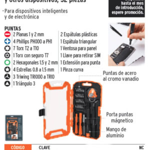TRUPER JUEGO REPARAR MOVILES + 32 PUNTAS hover