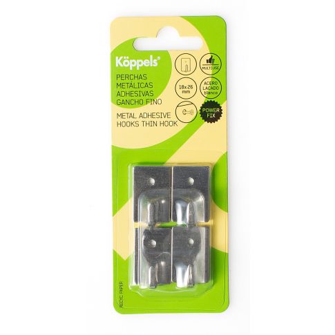 PERCHA PEQUEÑA ADHESIVA EXTRAFUERTE INOX 15X35MM 4UND