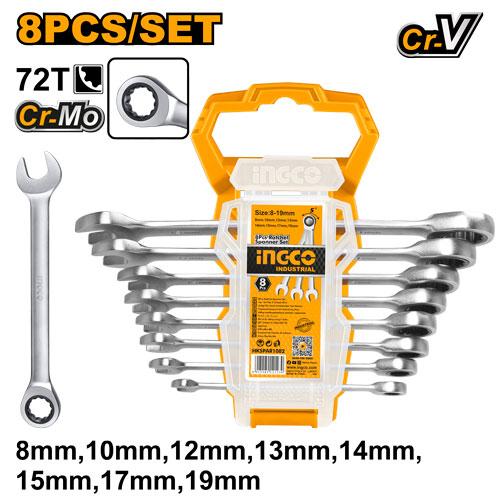 INGCO-JUEGO LLAVES COMBINADAS C/CARRACA 8PZ hover