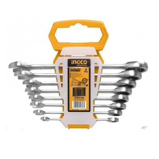 INGCO-JUEGO LLAVES COMBINADAS C/CARRACA 8PZ