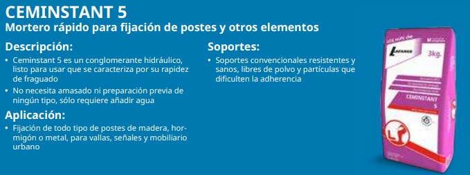 TECTOR MINI CEMINSTANT 5 (3KG) MORTERO RAPIDO FIJACION POSTES Y OTROS MATERIALES hover