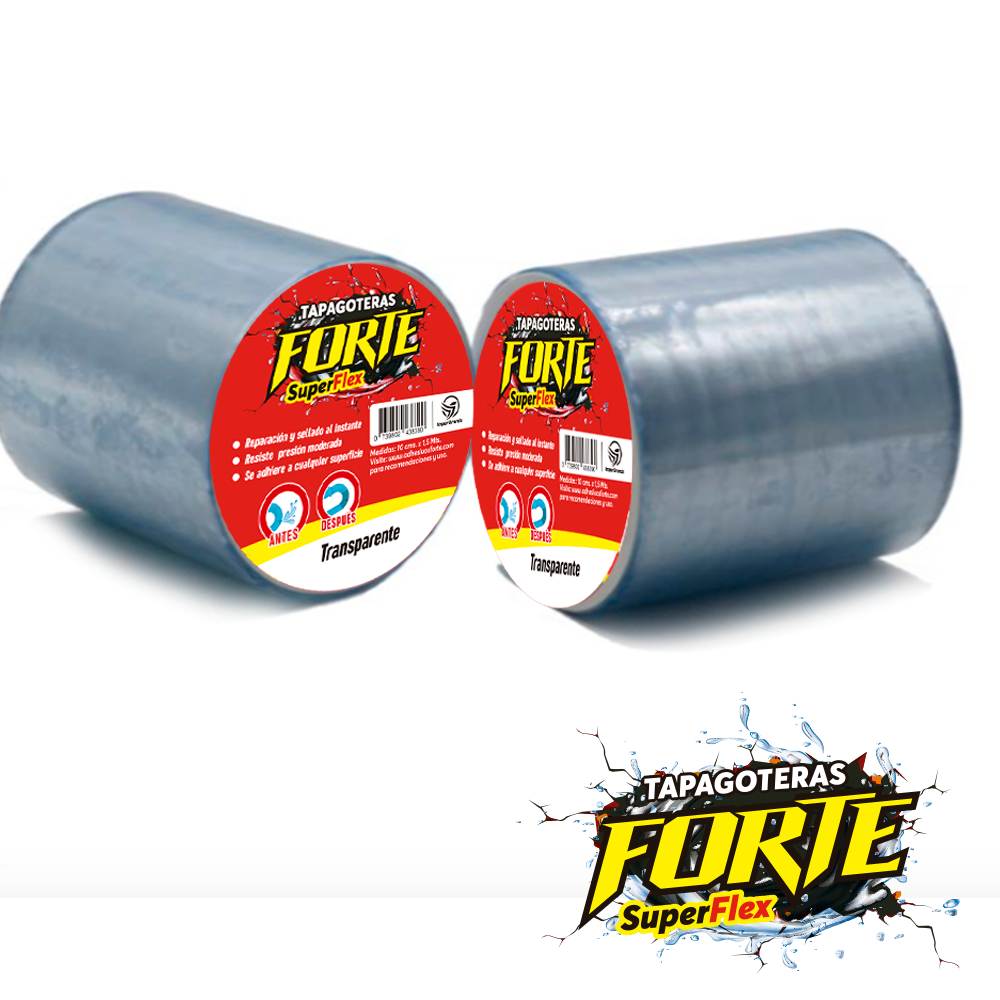 FORTAPE – PARCHE GOTERA 10CMX1,5MT NEGRO O TRANSPARENTE