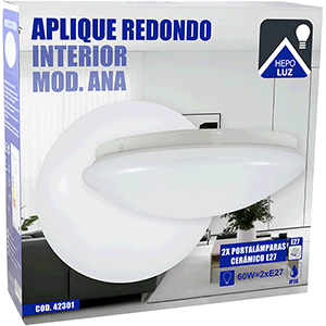 HEPO-APLIQUE PLAFON REDONDO 300X80MM 2XE27 MOD.ANA hover